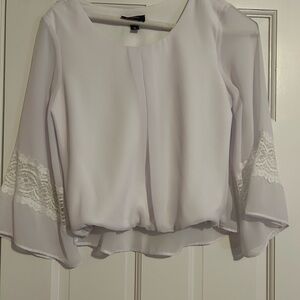 Iz Byer White Bell Sleeve Blouse with Relaxed Fit